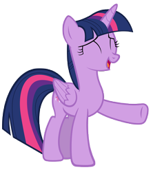 Size: 7000x7900 | Tagged: safe, artist:tardifice, character:twilight sparkle, character:twilight sparkle (alicorn), species:alicorn, species:pony, episode:flutter brutter, g4, my little pony: friendship is magic, absurd resolution, eyes closed, female, folded wings, mare, open mouth, photoshop, raised hoof, simple background, solo, transparent background, vector