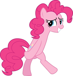 Size: 4343x4518 | Tagged: safe, artist:illumnious, character:pinkie pie, species:pony, ponyscape, episode:the saddle row review, g4, my little pony: friendship is magic, absurd resolution, backwards, bipedal, female, simple background, solo, transparent background, vector