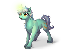 Size: 3500x2400 | Tagged: safe, artist:lupiarts, character:lyra heartstrings, curious, cute, digital art, female, lyrabetes, magic, simple background, solo, standing, transparent background, unshorn fetlocks