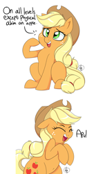 Size: 1200x2200 | Tagged: dead source, safe, artist:notenoughapples, character:applejack, species:earth pony, species:pony, appul, comic, cute, dialogue, female, index get, jackabetes, mare, on all levels except physical, otherkin, silly, silly pony, simple background, solo, that pony sure does love apples, white background, who's a silly pony