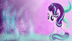 Size: 1920x1080 | Tagged: safe, artist:illumnious, artist:pigeon2qwerty4u, character:starlight glimmer, species:pony, species:unicorn, cutie mark, effects, female, mare, simple, sitting, solo, vector, wallpaper