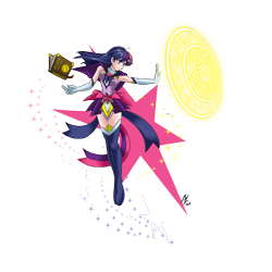 Size: 3333x3333 | Tagged: safe, artist:mauroz, character:twilight sparkle, species:human, armpits, boots, clothing, cutie mark background, female, horned humanization, humanized, magic, magic circle, magical girl, miniskirt, pleated skirt, simple background, skirt, solo, transparent background