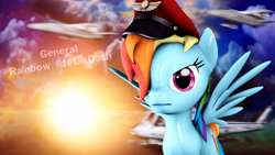 Size: 1920x1080 | Tagged: safe, artist:dashie116, character:rainbow dash, 3d, cap, clothing, command and conquer, command and conquer: generals, crossover, general, hat, helicopter, jet, source filmmaker
