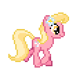 Size: 110x100 | Tagged: safe, artist:botchan-mlp, character:lily, character:lily valley, species:earth pony, species:pony, desktop ponies, animated, background pony, cute, female, flower, flower in hair, lilybetes, mare, simple background, solo, sprite, transparent, transparent background, trotting, walk cycle