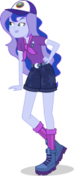 Size: 3143x7492 | Tagged: safe, artist:illumnious, character:princess luna, character:vice principal luna, equestria girls:legend of everfree, g4, my little pony: equestria girls, my little pony:equestria girls, .ai available, absurd resolution, adobe illustrator, boots, cap, clothing, crescent moon, female, hand on hip, hat, moon, scarf, shorts, simple background, socks, solo, transparent background, vector, vice principal luna