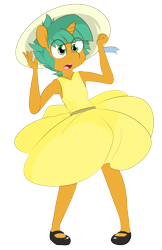 Size: 3300x5100 | Tagged: safe, artist:kryptchild, character:snails, species:anthro, absurd resolution, clothing, crossdressing, cute, dress, glitter shell, hat, shellbetes, shoes, solo, sun hat, sundress