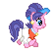 Size: 110x100 | Tagged: safe, artist:botchan-mlp, character:cookie crumbles, species:pony, species:unicorn, desktop ponies, animated, female, mare, simple background, solo, sprite, transparent background, trotting, visor, walk cycle