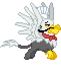 Size: 122x144 | Tagged: safe, artist:botchan-mlp, character:gustave le grande, species:griffon, desktop ponies, animated, flying, gustave le grande, male, simple background, solo, sprite, toque, transparent background
