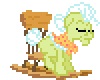 Size: 100x80 | Tagged: safe, artist:botchan-mlp, character:granny smith, species:earth pony, species:pony, desktop ponies, adorasmith, animated, clothing, cute, elderly, female, granny smith's scarf, mare, rocking chair, scarf, simple background, sleeping, solo, sprite, transparent background