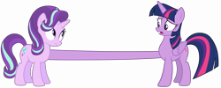 Size: 25000x10000 | Tagged: safe, artist:tardifice, edit, character:starlight glimmer, character:twilight sparkle, character:twilight sparkle (alicorn), species:alicorn, species:pony, absurd resolution, dangerously high res, duo, duo female, female, open mouth, simple background, stretchy, transparent background