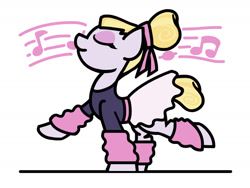 Size: 1280x960 | Tagged: safe, artist:flutterluv, character:hoofer steps, species:earth pony, species:pony, episode:on your marks, g4, my little pony: friendship is magic, ballerina, ballet, cute, dancing, eyes closed, music notes, profile, solo