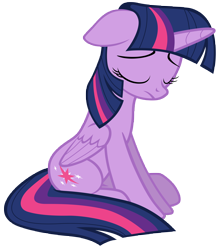 Size: 7000x8000 | Tagged: safe, artist:tardifice, character:twilight sparkle, character:twilight sparkle (alicorn), species:alicorn, species:pony, episode:stranger than fanfiction, absurd resolution, eyes closed, female, mare, photoshop, simple background, sitting, solo, spread wings, transparent background, unhappy, vector, wings