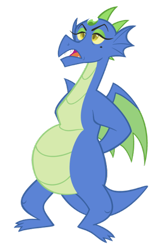 Size: 400x618 | Tagged: safe, artist:queencold, oc, oc only, oc:frazzle, species:dragon, cross-eyed, dragon oc, dragoness, pregnant, simple background, solo, teen pregnancy, teenaged dragon, transparent background