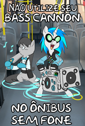 Size: 487x720 | Tagged: safe, artist:metal-kitty, edit, character:dj pon-3, character:octavia melody, character:vinyl scratch, species:pony, bass cannon, bipedal, brazil, bus, curitiba, heavy weapons guy, medic, portuguese, team fortress 2, translated in the description