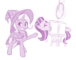 Size: 1100x873 | Tagged: safe, artist:dstears, character:starlight glimmer, character:trixie, species:pony, species:unicorn, newbie artist training grounds, duo, female, magician, mare, this will not end well