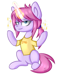 Size: 1024x1355 | Tagged: safe, artist:despotshy, oc, oc only, species:pony, species:unicorn, clothing, magic, shirt, simple background, solo, transparent background