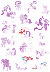 Size: 2560x3659 | Tagged: safe, artist:dstears, character:apple bloom, character:granny smith, character:gummy, character:pinkie pie, character:princess celestia, character:princess luna, character:rainbow dash, character:rarity, character:starlight glimmer, character:tank, character:trixie, character:twilight sparkle, character:twilight sparkle (scitwi), character:twilight sparkle (unicorn), character:twilight velvet, oc, oc:fausticorn, oc:red (transistor), species:alicorn, species:earth pony, species:pegasus, species:pony, species:unicorn, newbie artist training grounds, :c, :t, adorable distress, adorabloom, alicorn oc, angry, animal costume, beam, bear, black vine, boots, box, box sawing trick, buzzsaw, cake, cewestia, chase, chu, circular saw, clothing, cloud, confetti, connect four, costume, couch, cross, crossover, crying, cute, cutie mark, diatrixes, dragging, dream, eyes closed, eyeshadow, female, fight, filly, flying, foal, food, frosting, frown, future twilight, glare, glasses, glimmerbetes, glowing horn, goggles, grin, gritted teeth, hair bun, hair dye, happy, hat, headset, heart, high heel boots, high heels, hoof hold, hug, lab coat, legs in air, levitation, lidded eyes, limited palette, looking at you, mad scientist, magic, magic trick, makeup, mane dye, mane swap, mare, miniskirt, mirror, one eye closed, open mouth, peeking, pigtails, pink-mane celestia, platform heels, pleated skirt, plot, pointing, ponified, prone, puffy cheeks, pull the lever kronk!, pun, rage, raribetes, ray gun, red (transistor), refrigerator, running, science, shoes, sign, simple background, sitting, sketch, sketch dump, skirt, sleeping, smiling, sneaking, space channel 5, spanish inquisition, spit take, sploot, spread wings, squee, stool, sword, table, telekinesis, the cmc's cutie marks, the emperor's new groove, thinking, thought bubble, thread, throwing, tongue out, transistor, twiabetes, ulala, unamused, underhoof, vine, wall of tags, weapon, white background, wide eyes, winghug, wings, wink, woona, worried, young granny smith, younger