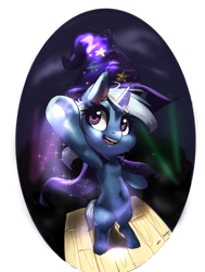 Size: 1600x2120 | Tagged: safe, artist:mrscurlystyles, artist:sourspot, character:trixie, species:pony, species:unicorn, belly button, cape, clothing, collaboration, female, magic, mare, solo