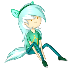 Size: 1024x996 | Tagged: safe, artist:despotshy, character:lyra heartstrings, species:human, adventure time, fake ears, fake tail, female, humanized, pony ears, simple background, solo, style emulation, transparent background