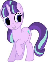 Size: 3416x4368 | Tagged: safe, artist:illumnious, edit, editor:pontology, character:starlight glimmer, species:pony, species:unicorn, adoracreepy, creepy, cute, dead eyes, empty eyes, female, glimmerbetes, mare, no catchlights, raised hoof, simple background, smiling, solo, transparent background, vector