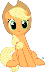 Size: 2000x3153 | Tagged: safe, artist:arifproject, character:applejack, species:pony, :3, catface, cute, female, jackabetes, simple background, sitting, sitting catface meme, solo, transparent background, vector