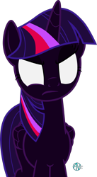 Size: 1500x2730 | Tagged: safe, artist:arifproject, character:nightmare twilight sparkle, character:twilight sparkle, character:twilight sparkle (alicorn), species:alicorn, species:pony, corrupted, dark, female, folded wings, mare, nightmarified, simple background, solo, totally not sonic-related, transparent background, vector