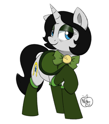 Size: 896x1024 | Tagged: safe, artist:methidman, artist:notenoughapples, edit, oc, oc only, oc:joyride, species:pony, species:unicorn, adult, bags under eyes, bow tie, clothing, color, color edit, colored, colt quest, cutie mark, cyoa, eyeshadow, female, horn, leggings, mage, makeup, mantle, mare, omega, pimp, smiling, solo, stars