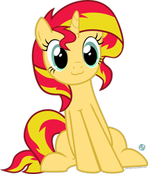 Size: 1800x2109 | Tagged: safe, artist:arifproject, character:sunset shimmer, species:pony, species:unicorn, :3, cute, female, mare, shimmerbetes, simple background, sitting, sitting catface meme, solo, transparent background, vector