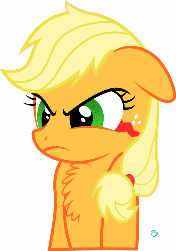 Size: 562x800 | Tagged: safe, artist:arifproject, edit, character:applejack, angry, animated, arif's angry pone, chest fluff, cute, eye shimmer, female, floppy ears, frown, gif, glare, monster pony, original species, simple background, solo, species swap, tatzljack, tatzlpony, white background