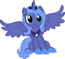 Size: 2000x1807 | Tagged: safe, artist:arifproject, character:princess luna, species:pony, :3, catface, cute, female, filly, s1 luna, simple background, sitting, sitting catface meme, solo, spread wings, transparent background, vector, wings, woona, younger