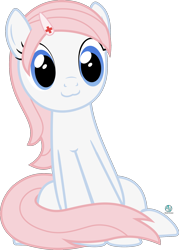 Size: 1500x2100 | Tagged: safe, artist:arifproject, character:nurse redheart, species:earth pony, species:pony, :3, alternate hairstyle, cute, female, heartabetes, loose hair, mare, meme, simple background, sitting, sitting catface meme, smiling, solo, transparent background, vector