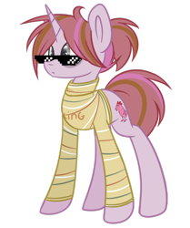 Size: 1024x1222 | Tagged: safe, artist:despotshy, oc, oc only, species:pony, species:unicorn, clothing, deal with it, simple background, solo, sunglasses, sweater, transparent background
