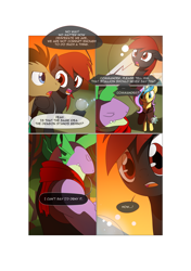 Size: 3541x5016 | Tagged: safe, artist:gashiboka, character:doctor whooves, character:spike, character:time turner, oc, oc:firestorm, oc:gold lily, species:dragon, species:earth pony, species:pegasus, species:pony, comic:recall the time of no return, comic, grimdark series, older, older spike, this will not end well
