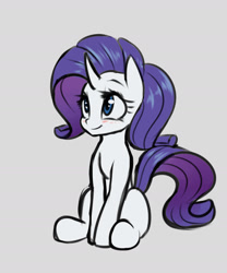 Size: 1280x1536 | Tagged: safe, artist:elzzombie, character:rarity, blushing, curved horn, cute, female, looking up, raribetes, simple background, sitting, smiling, solo