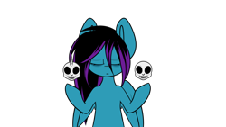 Size: 1024x576 | Tagged: safe, artist:despotshy, oc, oc only, oc:despy, species:earth pony, species:pegasus, species:pony, species:unicorn, eyes closed, simple background, skull, solo, transparent background