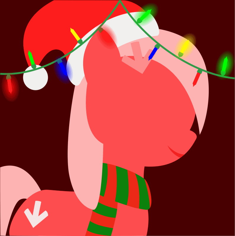 Size: 795x800 | Tagged: safe, artist:arifproject, edit, part of a set, oc, oc only, oc:downvote, species:earth pony, species:pony, derpibooru, derpibooru ponified, animated, arif's christmas pones, beautiful, christmas lights, clothing, cute, dark background, derpibooru background pony icon, female, garland, gif, happy, hat, lights, lineless, mare, meta, minimalist, ponified, red, red background, santa hat, scarf, simple background, smiling, solo