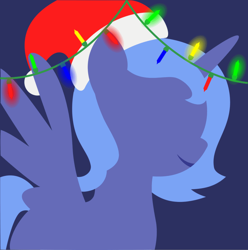 Size: 795x800 | Tagged: safe, artist:arifproject, edit, part of a set, character:princess luna, species:alicorn, species:pony, animated, arif's christmas pones, beautiful, blank flank, blue background, christmas lights, clothing, cute, derpibooru background pony icon, female, filly, foal, garland, gif, happy, hat, horn, lights, lineless, minimalist, s1 luna, santa hat, santa woona, simple background, smiling, solo, spread wings, wings, woona, younger
