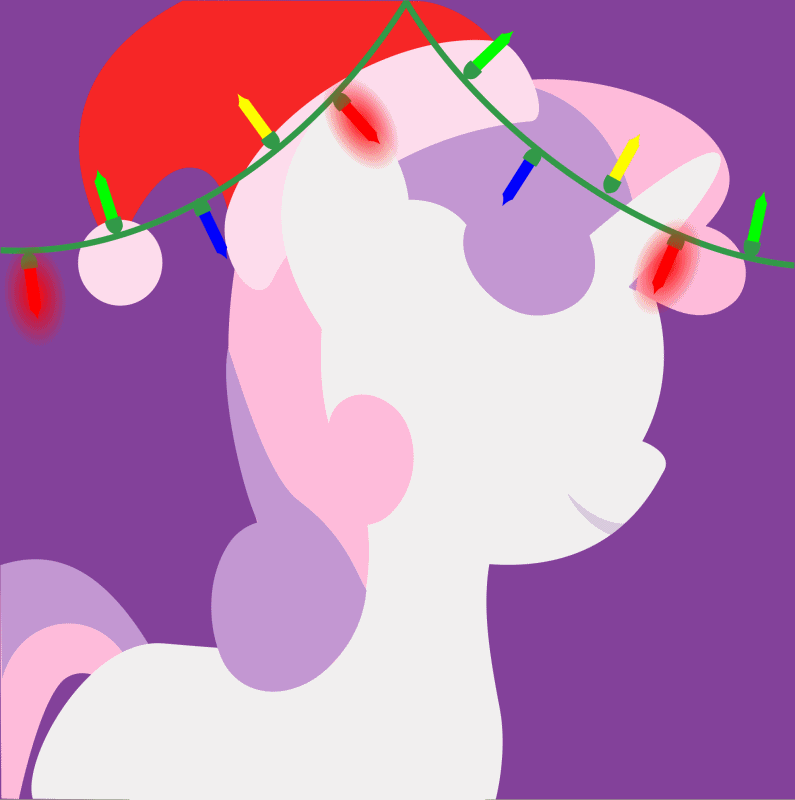 Size: 795x800 | Tagged: safe, artist:arifproject, edit, part of a set, character:sweetie belle, species:pony, species:unicorn, animated, arif's christmas pones, beautiful, blank flank, christmas lights, clothing, cute, derpibooru background pony icon, female, filly, foal, garland, gif, happy, hat, horn, lights, lineless, minimalist, santa hat, simple background, smiling, solo