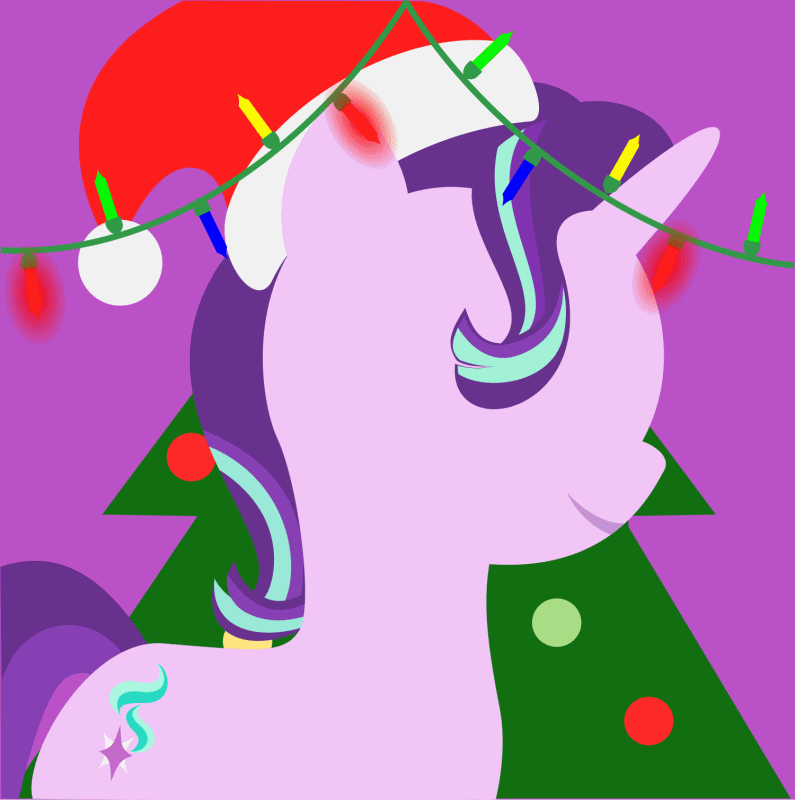 Size: 795x800 | Tagged: safe, artist:arifproject, edit, part of a set, character:starlight glimmer, species:alicorn, species:pony, species:unicorn, animated, arif's christmas pones, beautiful, christmas, christmas lights, christmas tree, clothing, cute, derpibooru background pony icon, female, garland, gif, happy, hat, holiday, horn, lights, lineless, mare, minimalist, purple background, santa hat, simple background, smiling, solo, tree