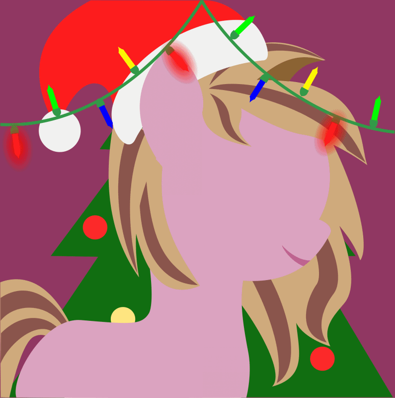 Size: 795x800 | Tagged: safe, artist:arifproject, edit, part of a set, oc, oc only, oc:mascara maroon, species:earth pony, species:pony, animated, arif's christmas pones, beautiful, christmas, christmas lights, christmas tree, clothing, cute, derpibooru background pony icon, female, garland, gif, happy, hat, holiday, lights, lineless, mare, minimalist, purple background, santa hat, simple background, smiling, solo, tree