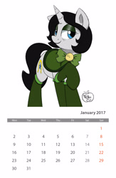 Size: 1600x2450 | Tagged: safe, artist:methidman, artist:notenoughapples, edit, oc, oc only, oc:joyride, species:pony, species:unicorn, adult, bags under eyes, bow tie, calendar, clothing, color, color edit, colored, colt quest, cutie mark, cyoa, edited edit, eyeshadow, female, horn, leggings, mage, makeup, mantle, mare, omega, photofunia, pimp, smiling, solo, stars