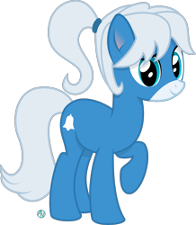 Size: 2096x2405 | Tagged: safe, artist:arifproject, oc, oc only, oc:notification, species:earth pony, species:pony, derpibooru ponified, cutie mark, looking at you, ponytail, raised hoof, simple background, solo, transparent background, vector