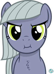 Size: 1800x2477 | Tagged: safe, artist:arifproject, character:limestone pie, species:earth pony, species:pony, :i, arif's scrunchy pone, cheek puffing, chest fluff, female, looking at you, mare, simple background, solo, transparent background, vector