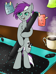 Size: 2625x3500 | Tagged: safe, artist:fkk, oc, oc only, oc:wyvern writer, species:pony, bipedal, both cutie marks, coffee, commission, male, micro, nudity, solo, stallion, stylus, tablet, ych result