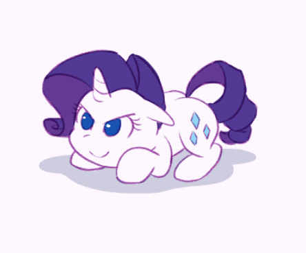 Size: 444x368 | Tagged: safe, artist:dstears, edit, character:rarity, species:pony, species:unicorn, g4, animated, behaving like a cat, butt shake, cropped, cute, female, floppy ears, gif, glare, no pupils, plot, prone, rarara, raribetes, raricat, rearity, simple background, smiling, smirk, solo, white background, wiggle