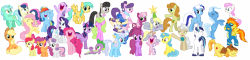 Size: 16600x4000 | Tagged: safe, artist:tardifice, character:apple bloom, character:applejack, character:berry punch, character:berryshine, character:bon bon, character:braeburn, character:carrot top, character:cheerilee, character:daisy, character:derpy hooves, character:diamond tiara, character:fluttershy, character:golden harvest, character:lemon hearts, character:linky, character:lyra heartstrings, character:mayor mare, character:minuette, character:octavia melody, character:pinkie pie, character:rainbow dash, character:rarity, character:sapphire shores, character:scootaloo, character:shining armor, character:shoeshine, character:spike, character:spitfire, character:starlight glimmer, character:sunshower raindrops, character:suri polomare, character:sweetie belle, character:sweetie drops, character:trixie, character:twilight sparkle, character:twilight sparkle (alicorn), character:twinkleshine, species:alicorn, species:dragon, species:earth pony, species:pegasus, species:pony, species:unicorn, absurd resolution, celebration, cutie mark crusaders, derpy star, female, happy, mane six, simple background, smiling, transparent background, vector