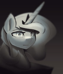 Size: 1280x1496 | Tagged: safe, artist:darkflame75, character:princess luna, lunadoodle, bust, female, monochrome, solo