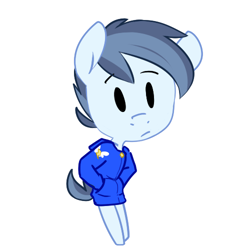 Size: 500x500 | Tagged: safe, artist:kryptchild, character:shady daze, species:anthro, chibi, clothing, cute, hoodie, male, patreon, pocket, simple background, solo, white background, wonderbolts logo