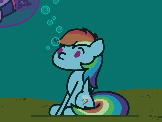 Size: 648x486 | Tagged: safe, artist:flutterluv, character:rainbow dash, character:twilight sparkle, species:pegasus, species:pony, species:unicorn, animated, bubble, clothing, duo, female, gif, magic, sitting, underwater