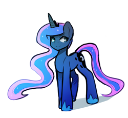 Size: 1280x1179 | Tagged: safe, artist:darkflame75, character:princess luna, lunadoodle, female, missing accessory, simple background, solo, white background